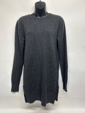 Hayden Charcoal Crewneck Sweater size medium 100% cashmere zipper back long